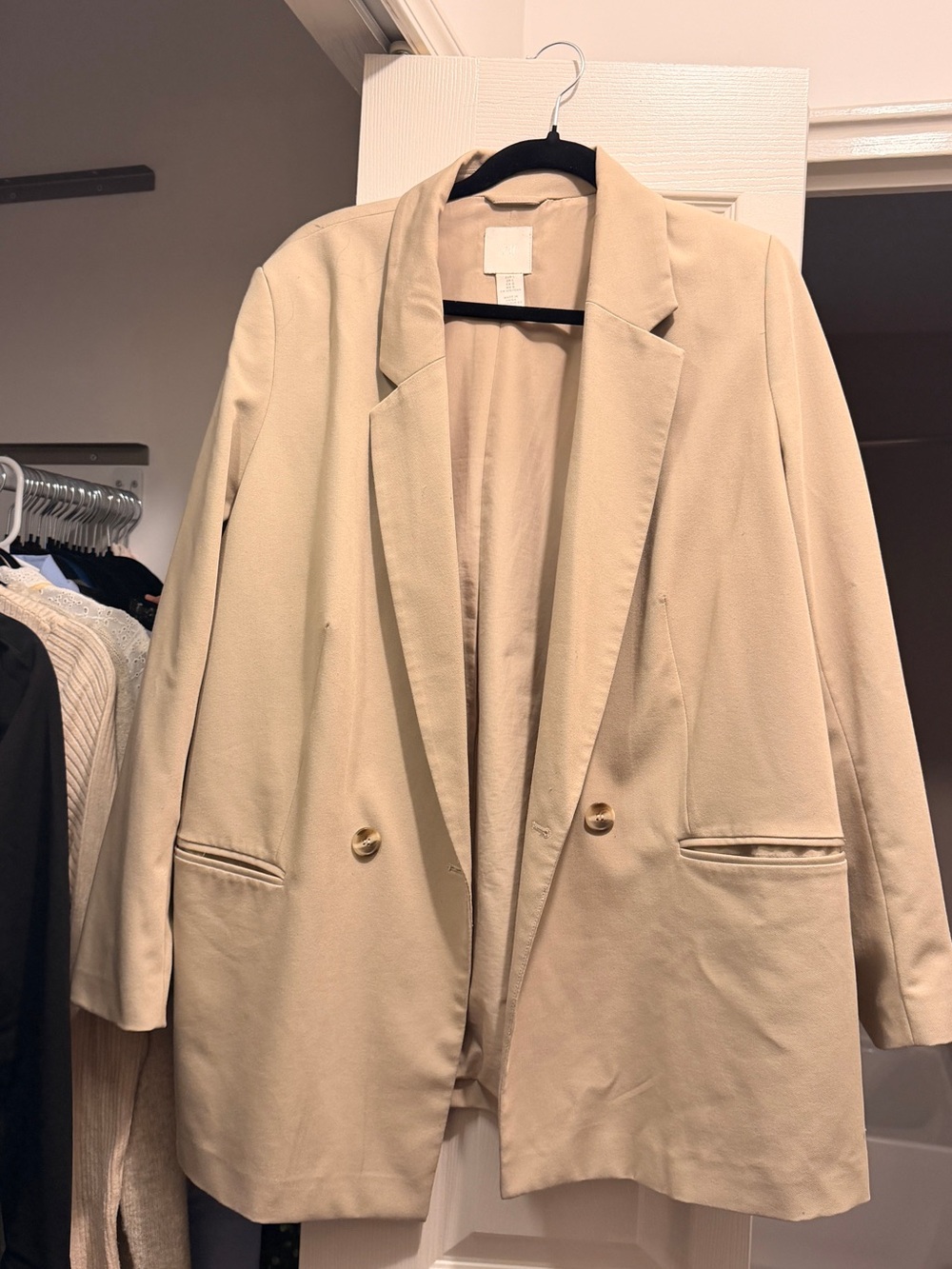 H&M Beige Double-Breasted Women's Blazer